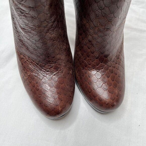 Cole Haan Nike Air Womens Brown Scale Print Leather High Heel Ankle Boots 7 - Picture 9 of 11